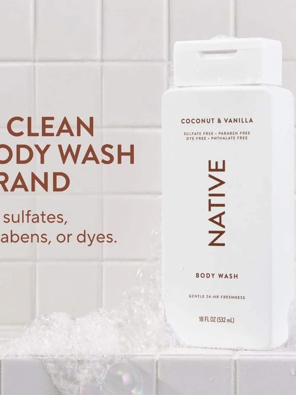 Native Clean Body Wash, Gentle & pH-balanced for Sensitive Skin, 24-Hr Freshness